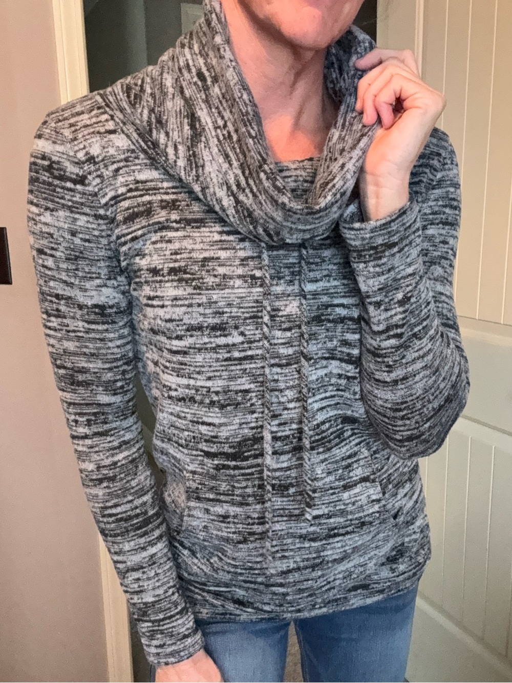 12 Pm By Mon Ami Gray Marled Cowl Neck Sweater